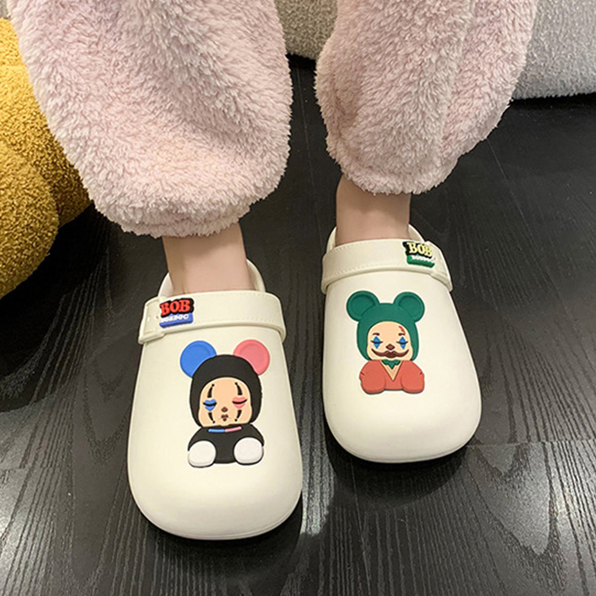 Waterproof Closed Toe Cotton Slippers Cartoon Fur Slippers