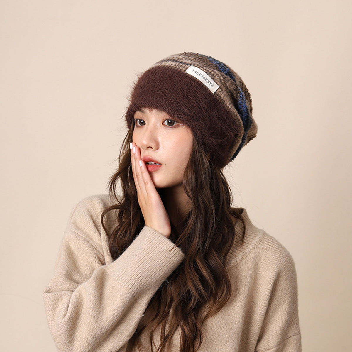 Gradient Plush Knitted Hat for Women