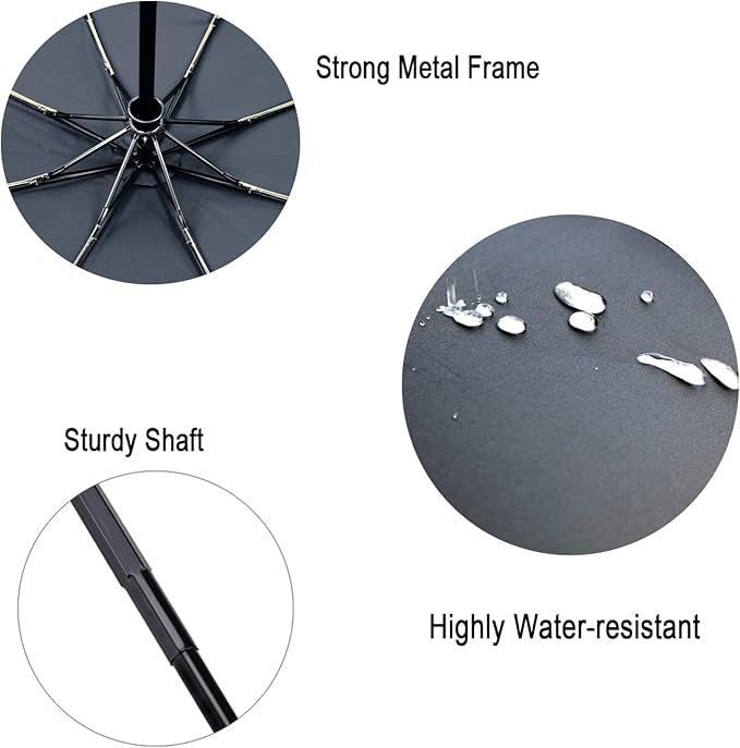 LAPOLAR Brand Travel Essentials Umbrella Windproof Compact Collapsible Light, Automatic, Strong and Portable, Wind Resistant Folding Small Umbrella for Rain