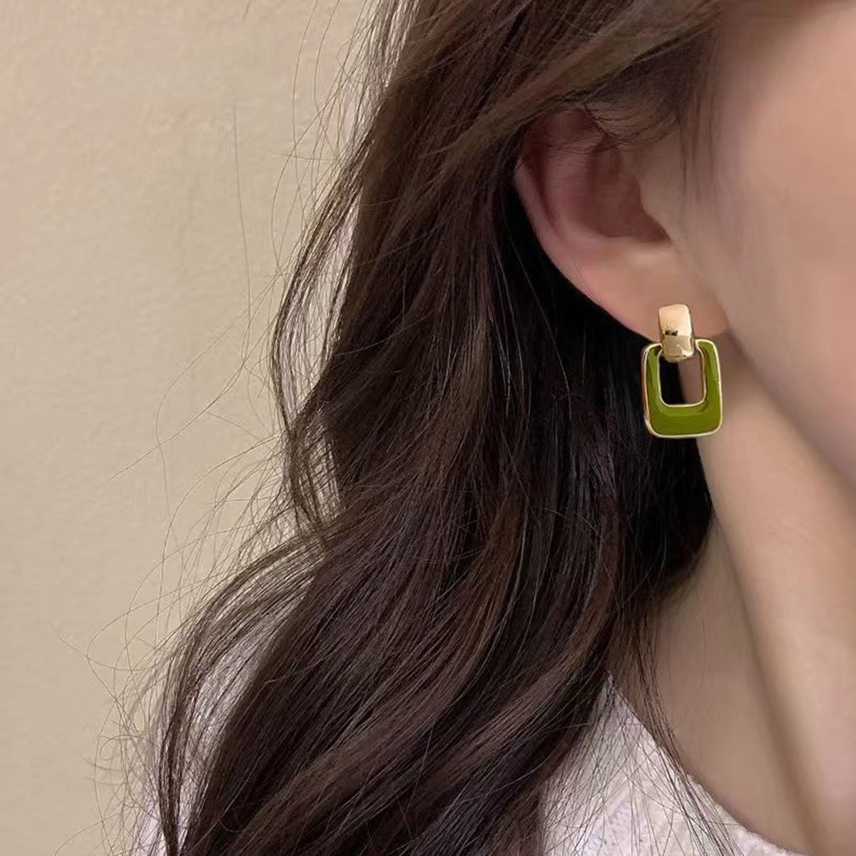 Green Geometric Trendy Earrings for Women