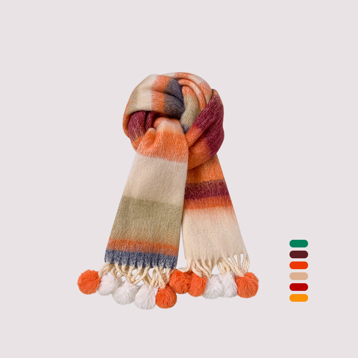Rainbow Striped Scarf for Women Winter Scarf