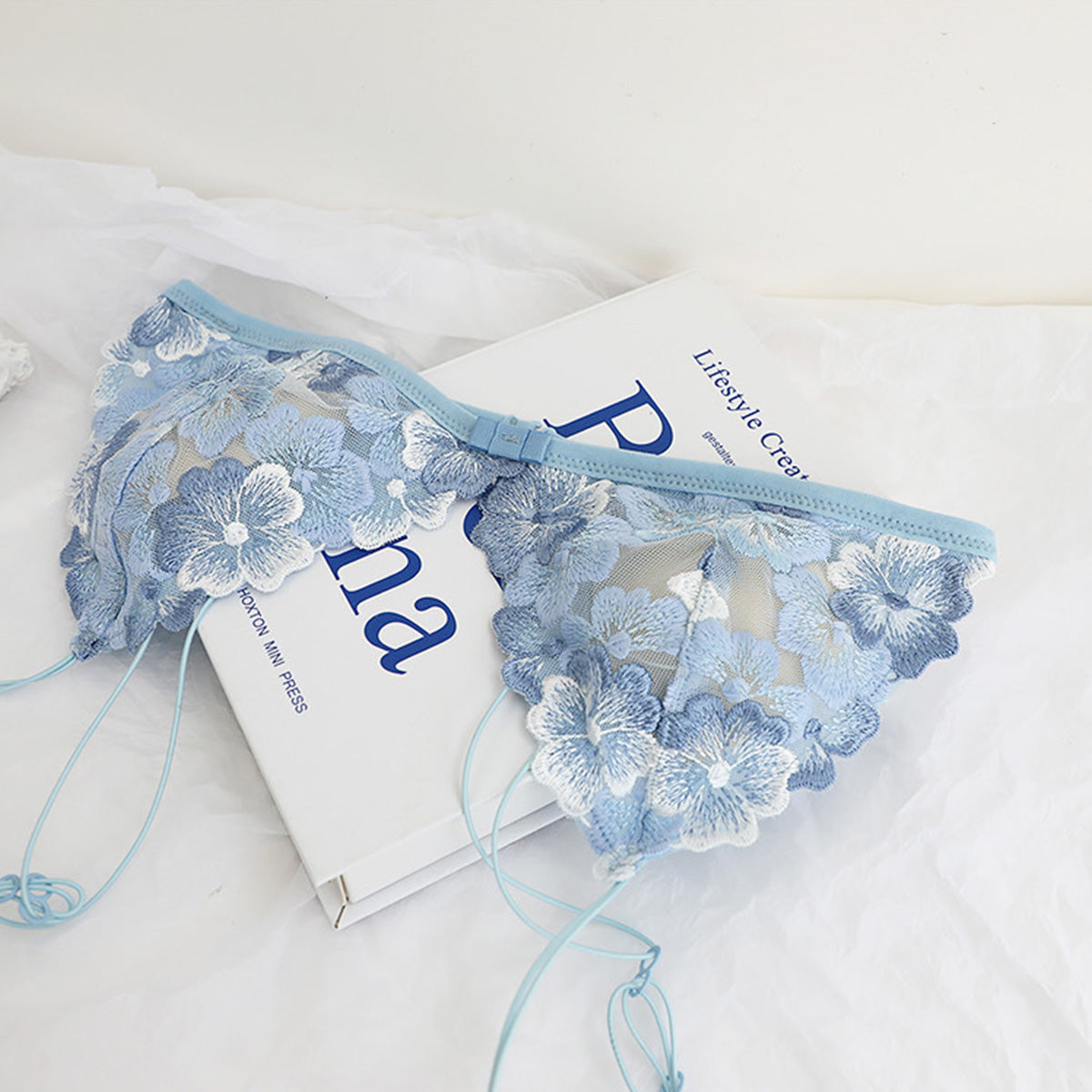 French Heavy Embroidery Lace Hollowed-Out Bra