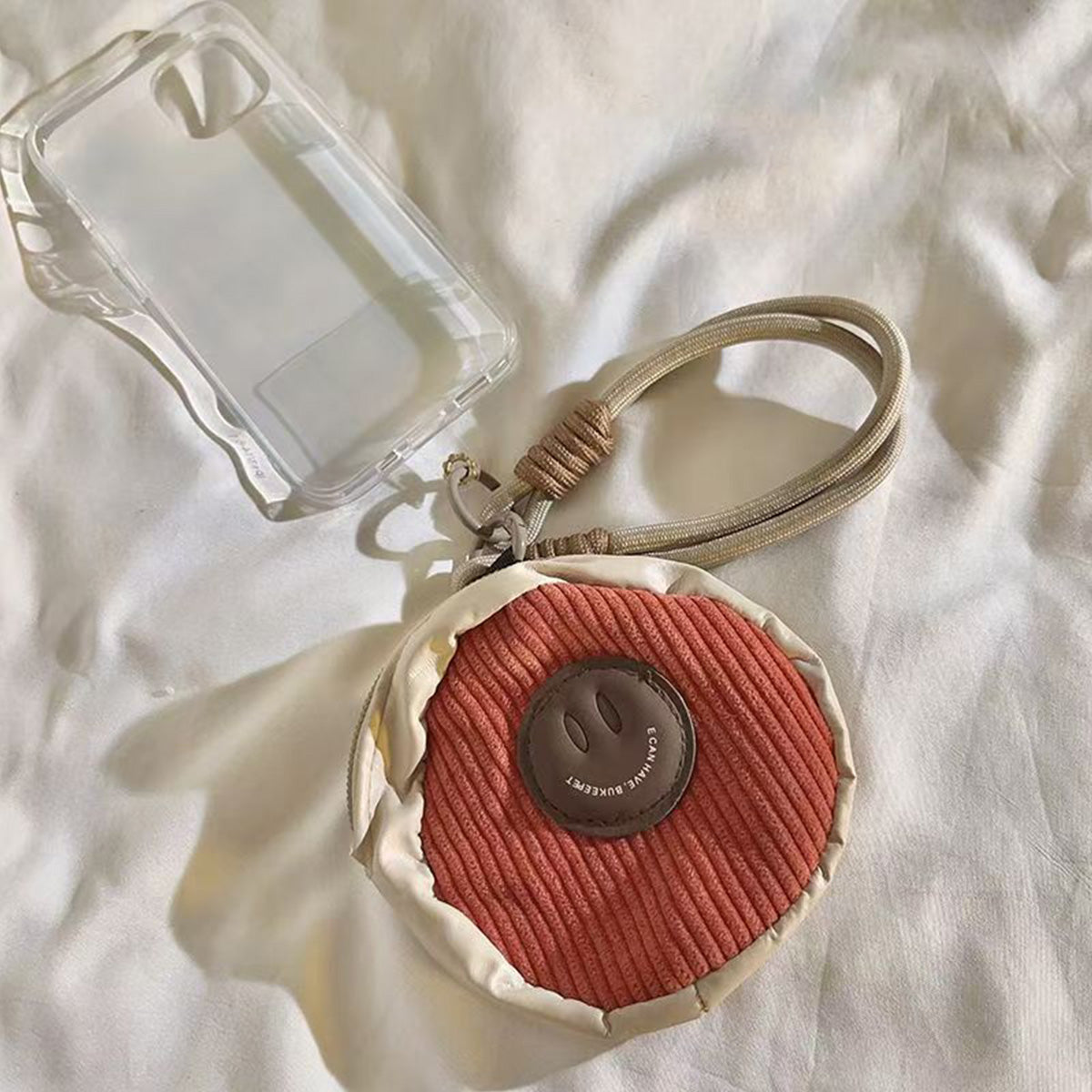 Red Smiley Face Coin Purse Storage Bag