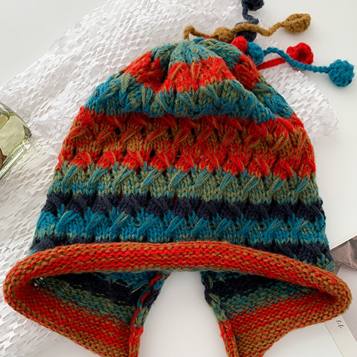 Imitation Hand-Crocheted Colorful Wool Hat
