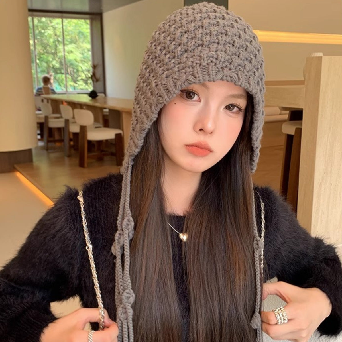 Women's Hand-Woven Tassel Knitted Hat