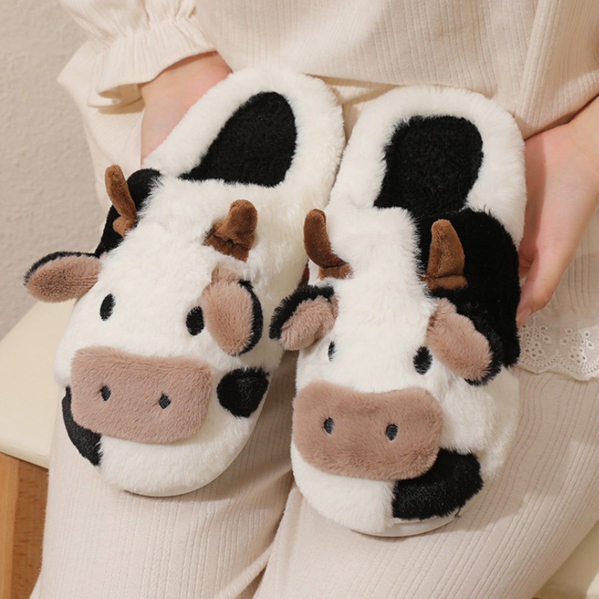 Cow-Shaped Cotton Slippers Non-Slip Slippers