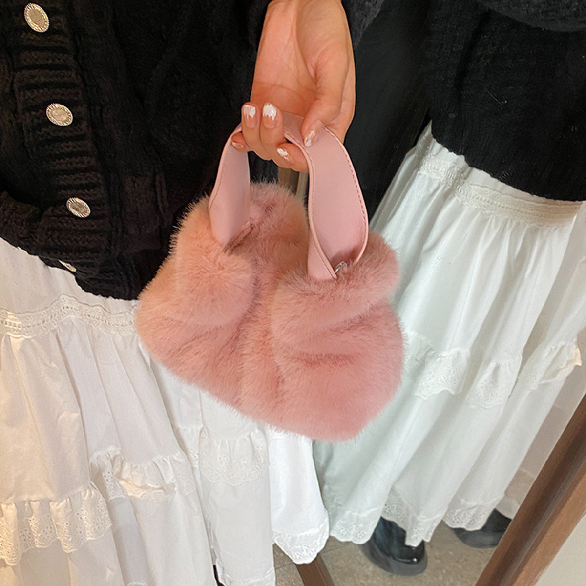 Pleated Plush Bag Handbag Crossbody Bag
