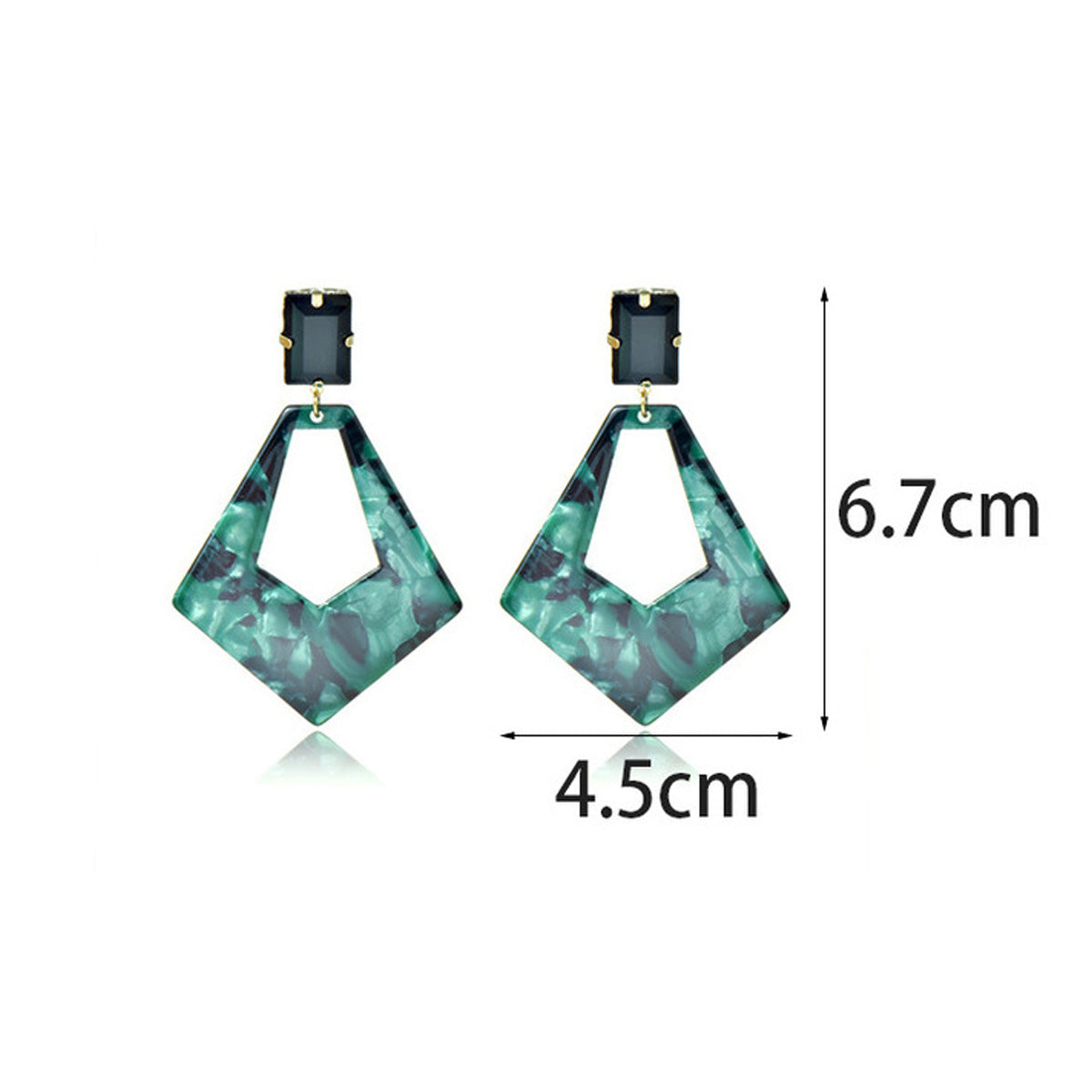 Fashion Retro Green Acrylic Diamond Earrings