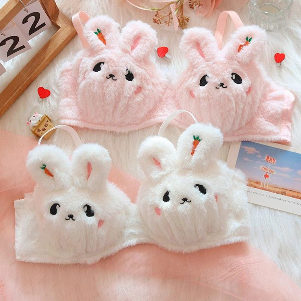 Girls Plush Underwear Rabbit Warm Set