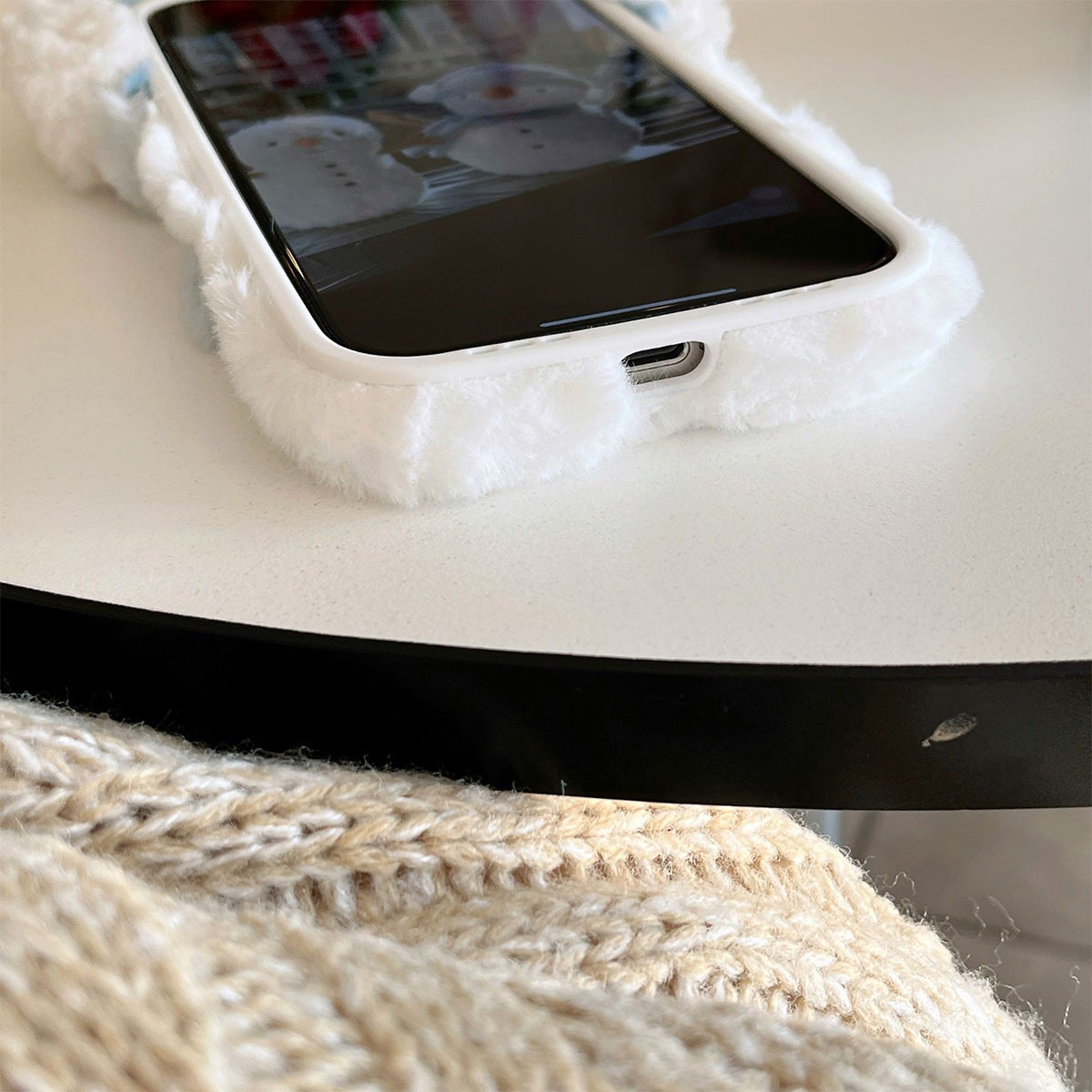 Plush Cute Snowman Gloves Earphones Hat Mobile Phone Case