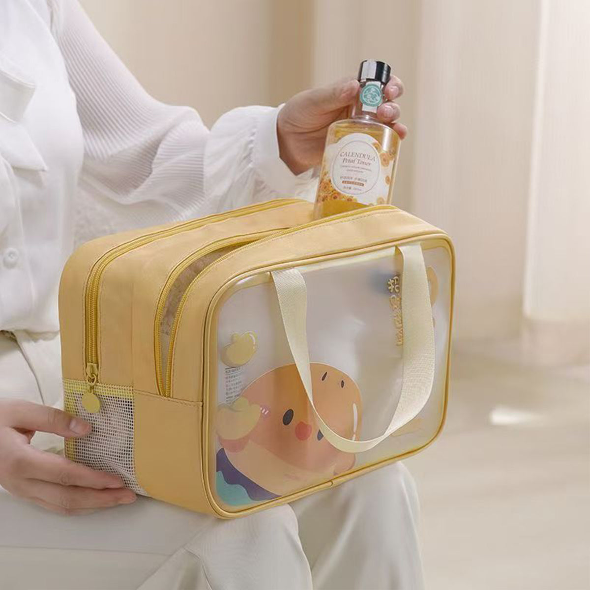 Large Capacity Portable Double-layer Cosmetic Toiletries Storage Bag