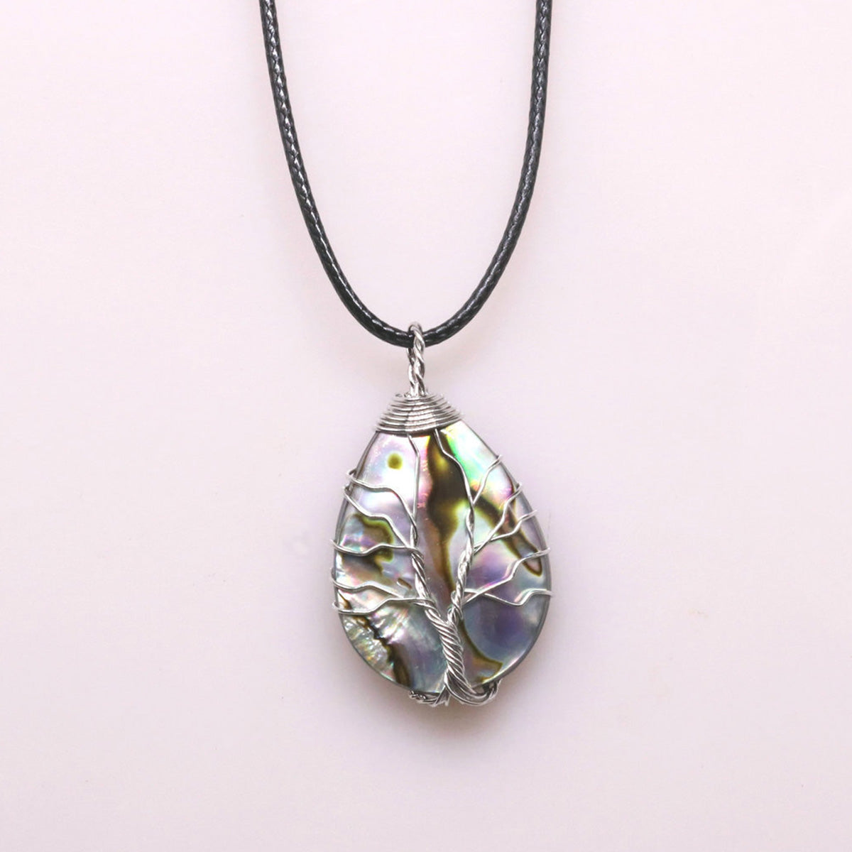 Shell Flower Necklace Tree of Life Braided Pendant
