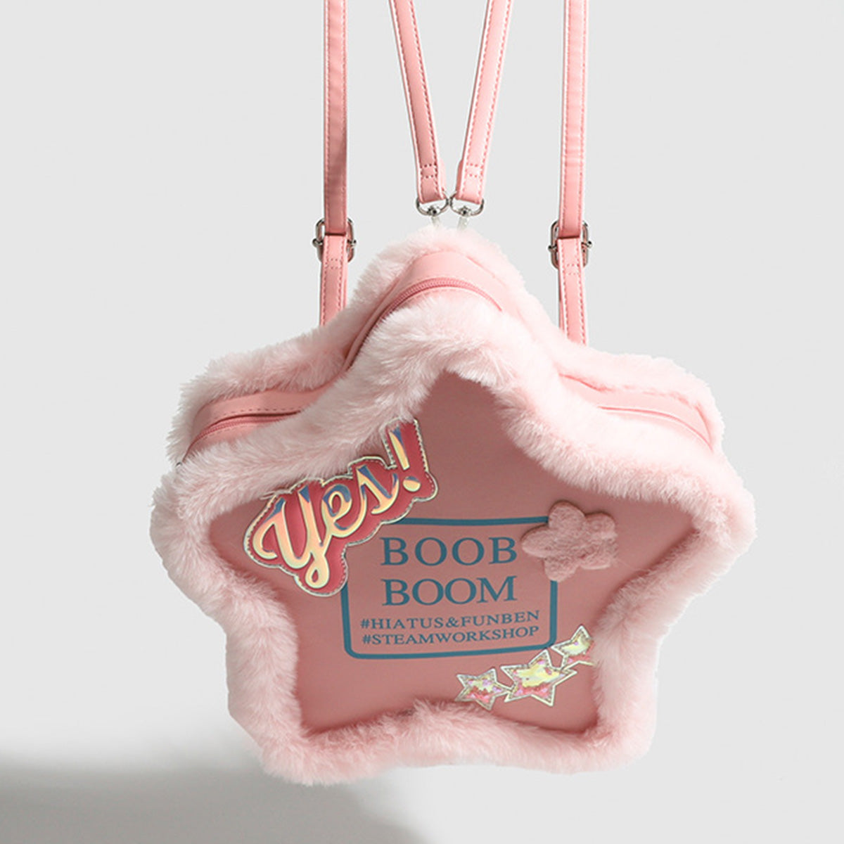 Five-pointed Star Backpack Simple Letter Pink Crossbody Bag