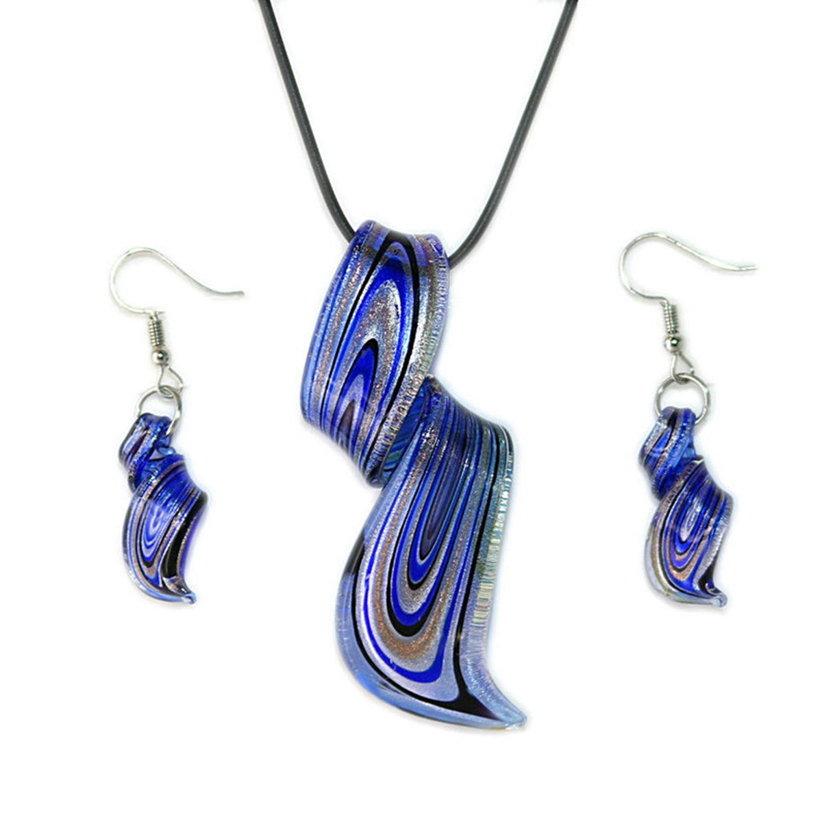 Chinese Style Handmade Spiral Knife Multi-Color Earrings Necklace Set