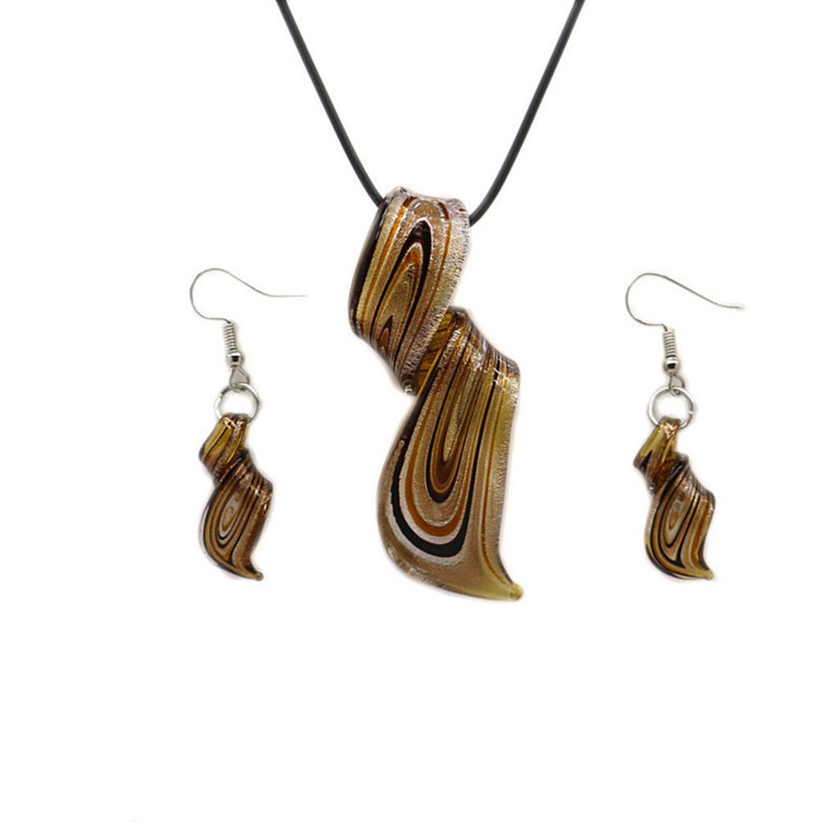 Chinese Style Handmade Spiral Knife Multi-Color Earrings Necklace Set