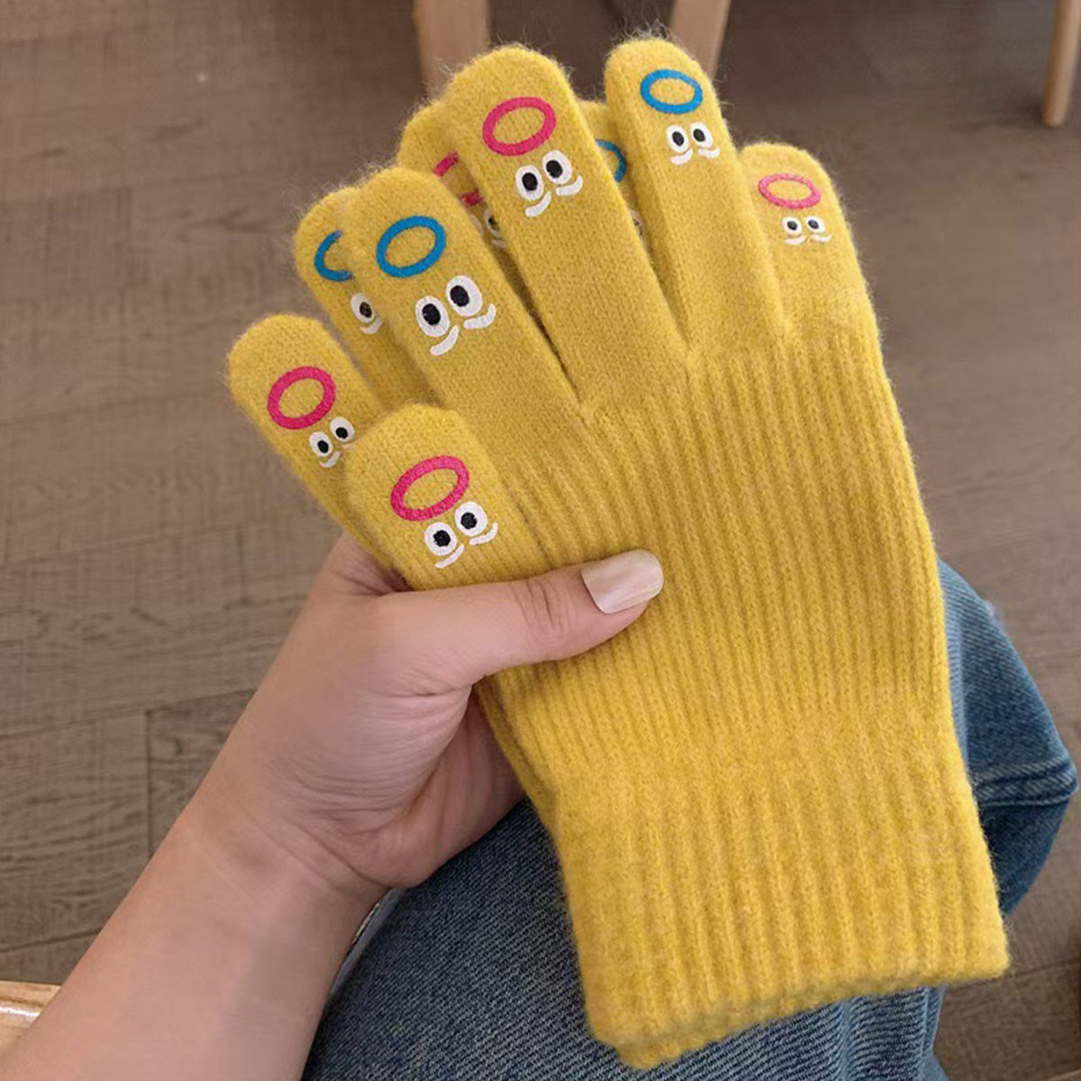 Cute Knitted Wool Gloves With Touch Screen for Winter