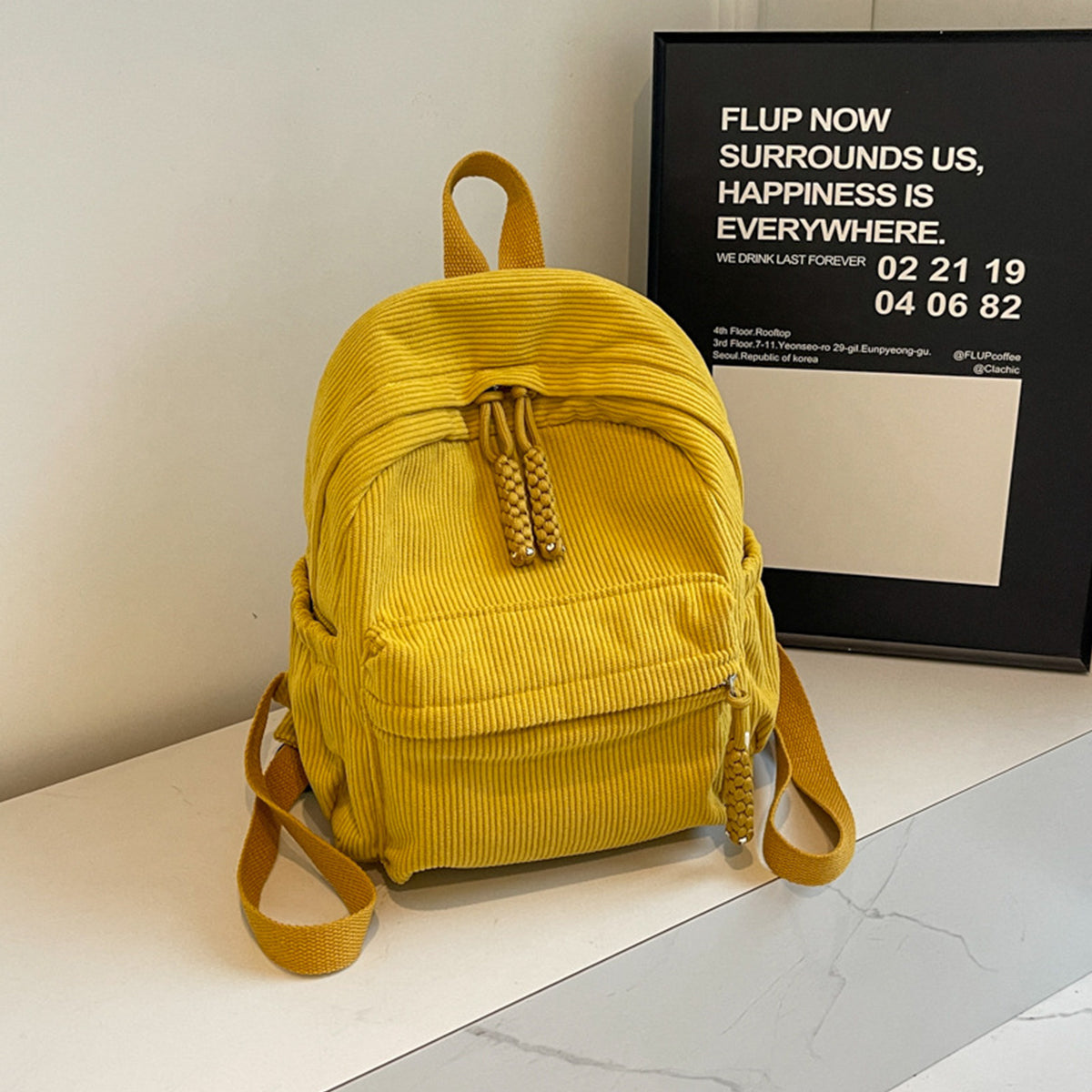 Winter Corduroy Small Backpack Women Casual Backpack