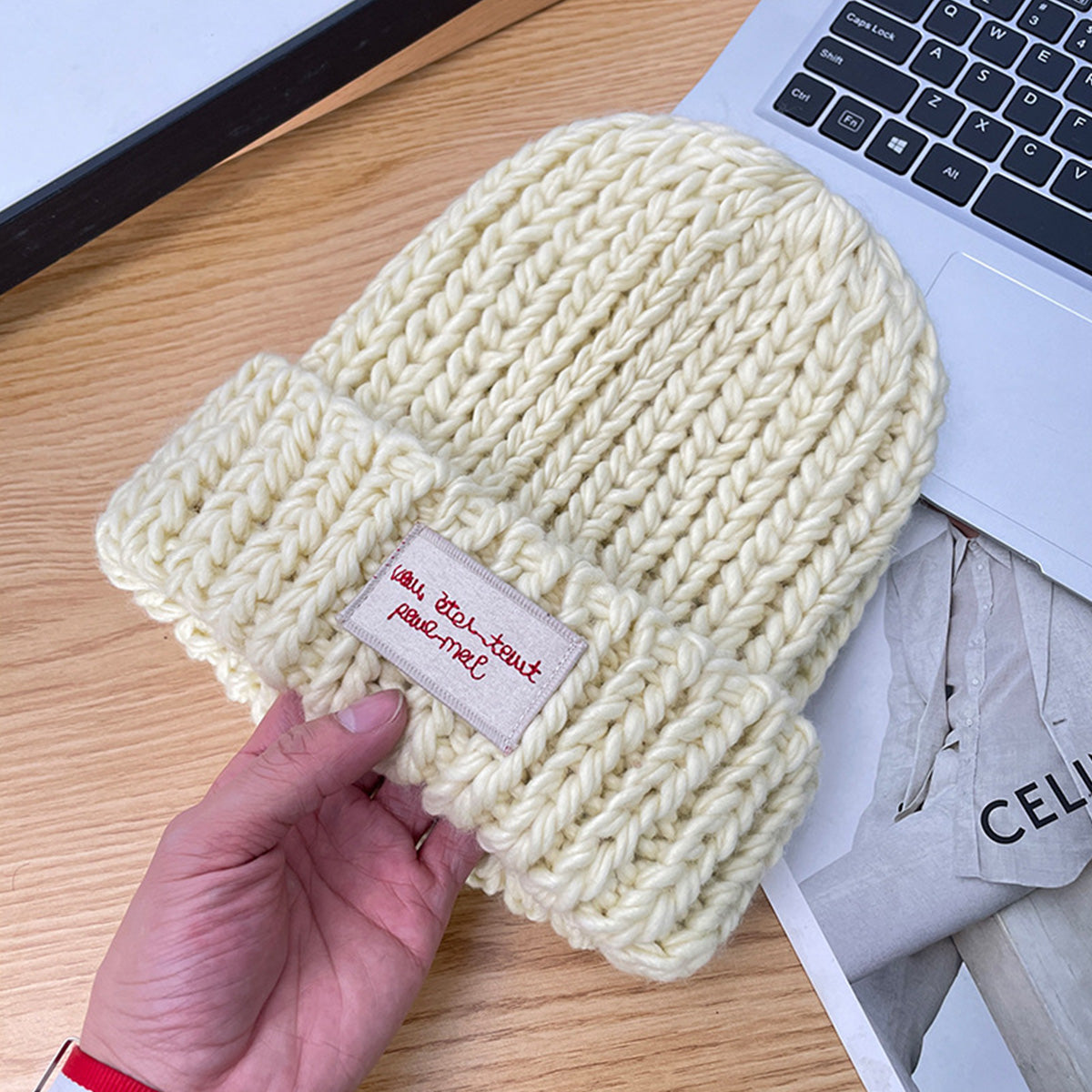 Large Head Circumference Green Knitted Hat Korean Style Versatile Winter hat