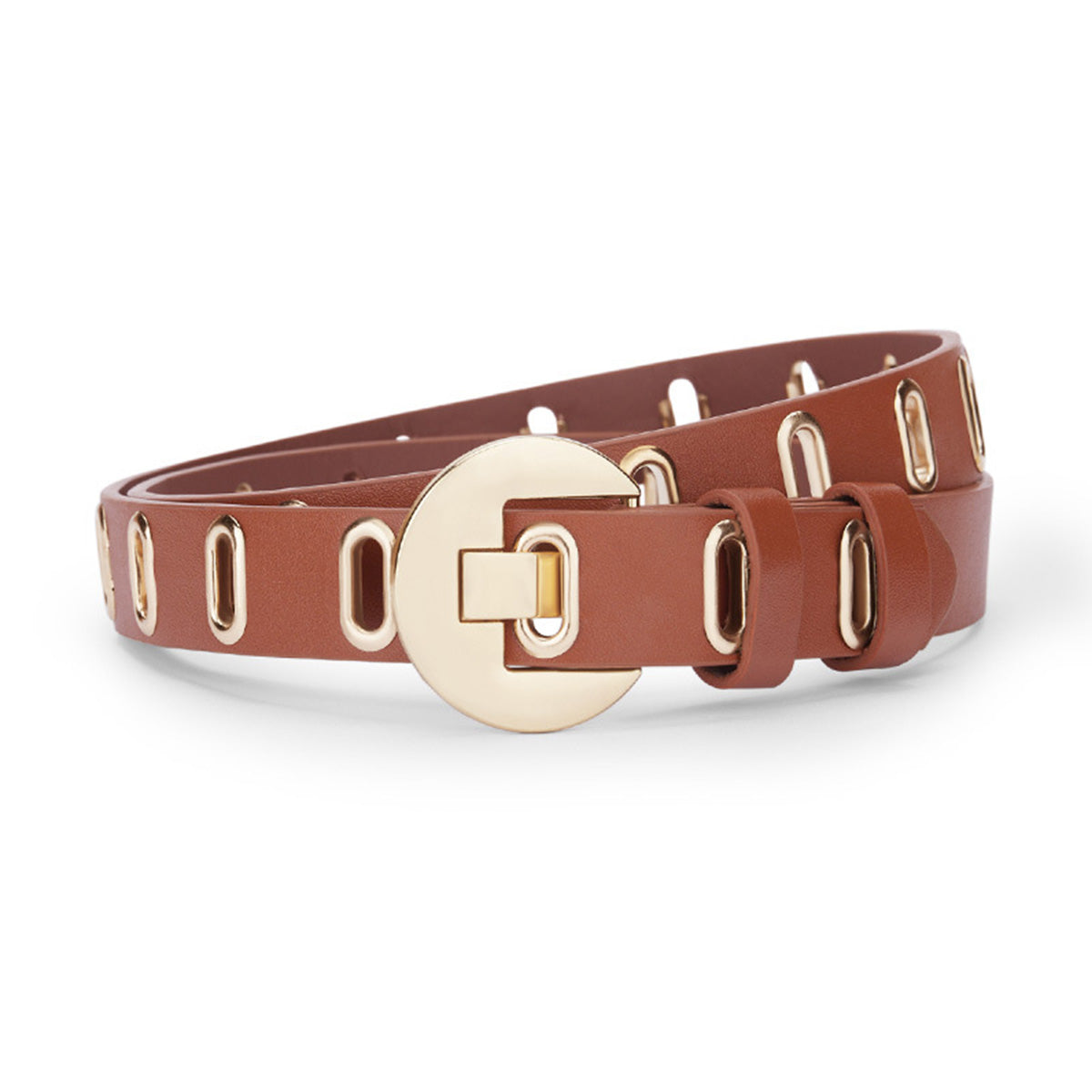 Multi-hole Round Buckle Steam Eyelet Jeans Belt