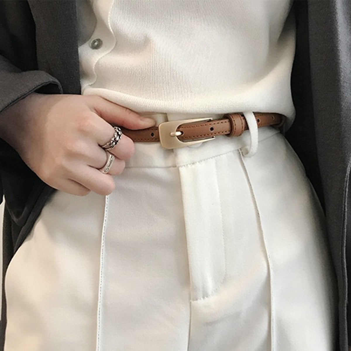 Retro Suit Women's Small Belt Decoration