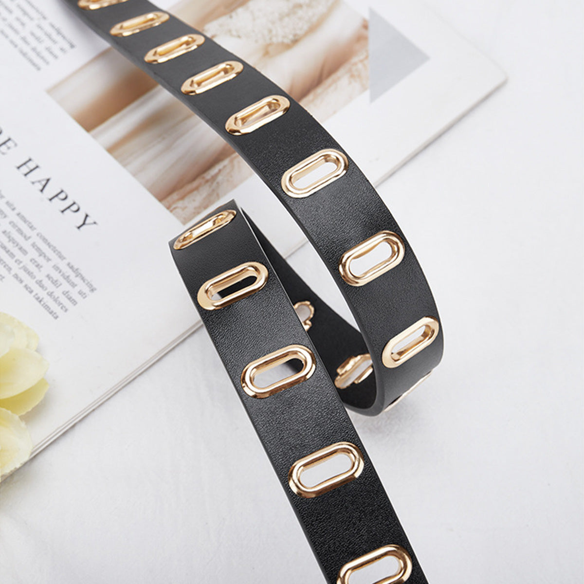 Multi-hole Round Buckle Steam Eyelet Jeans Belt