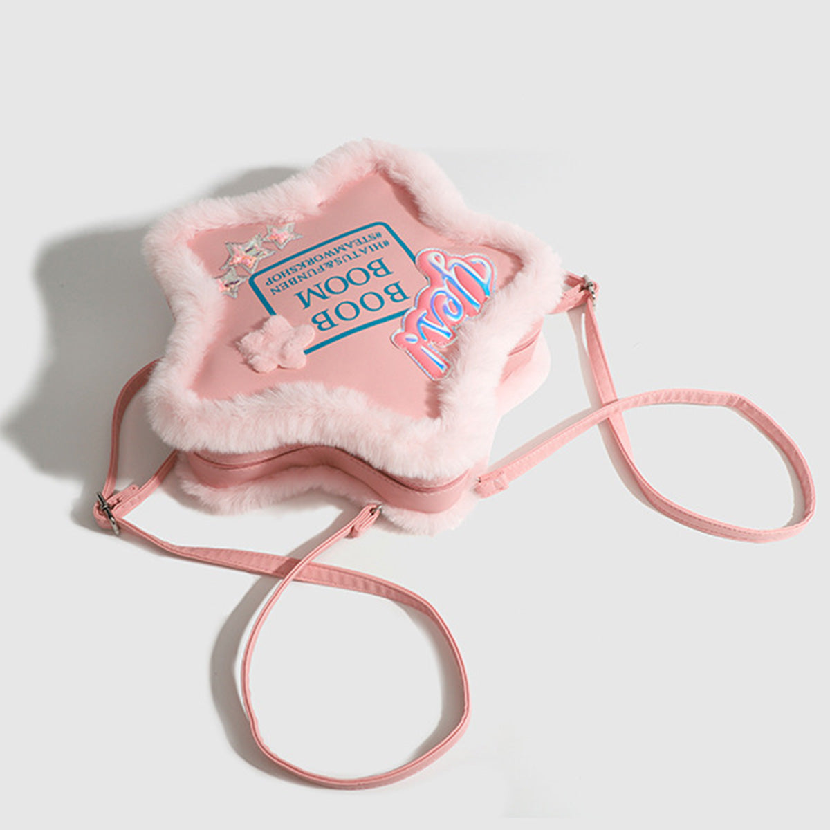 Five-pointed Star Backpack Simple Letter Pink Crossbody Bag