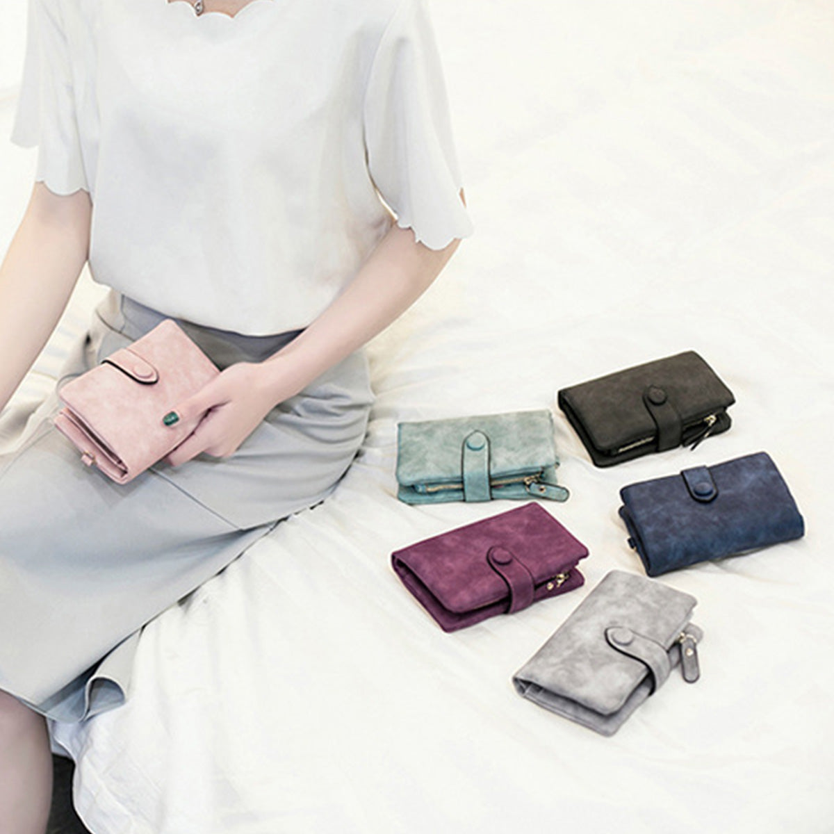 Women's Frosted Large Capacity Short Wallet