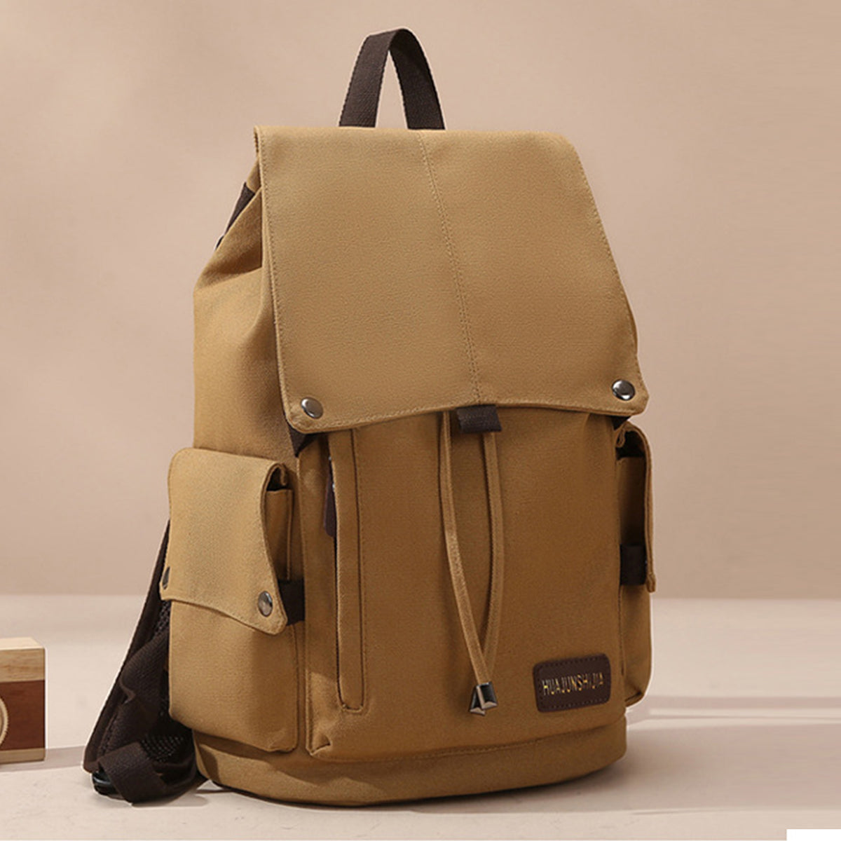 Simple Solid Color Backpack Retro Canvas Backpack