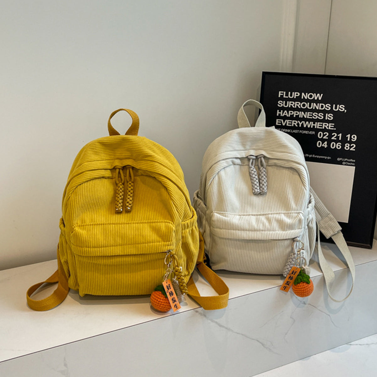 Winter Corduroy Small Backpack Women Casual Backpack