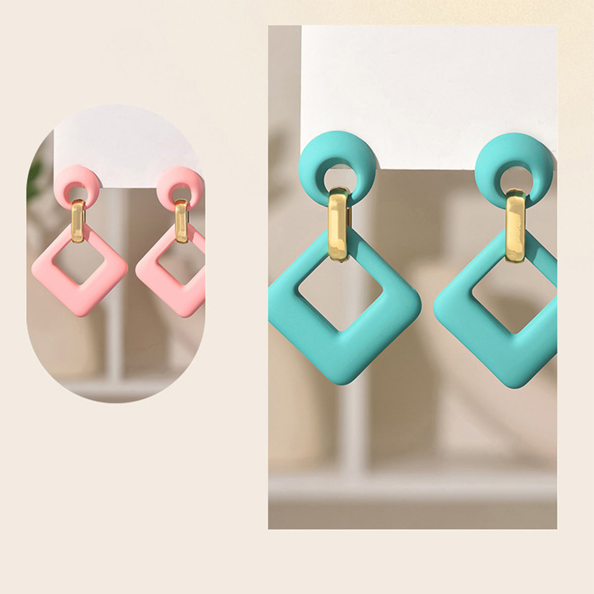 Square Hollow Fashion Long Earrings