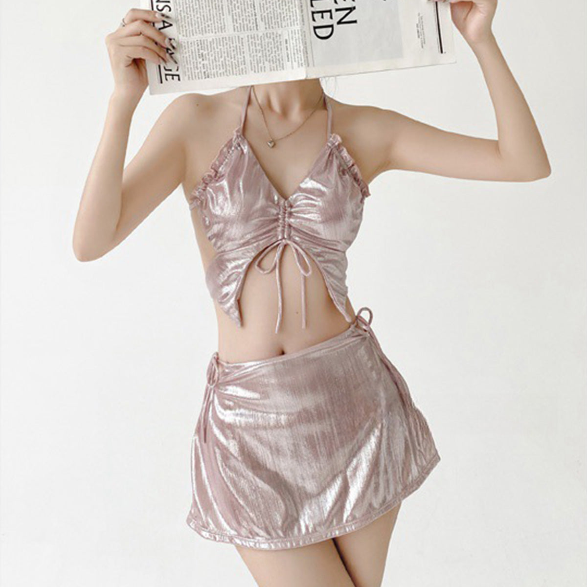 Sexy Shiny Silk Bikini Seaside Swimsuit