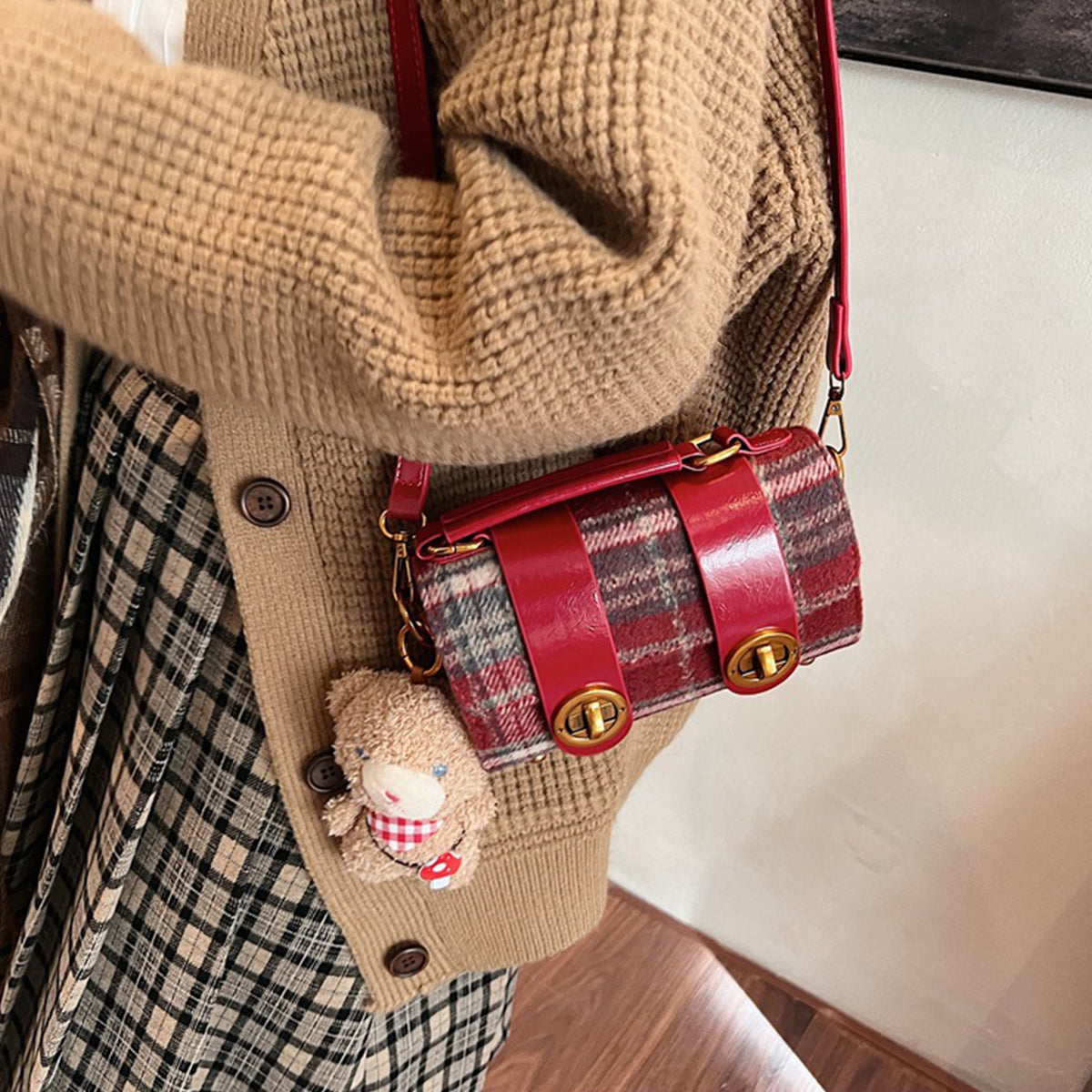 Red Berry Handbag for Women Shoulder Crossbody Small Bag