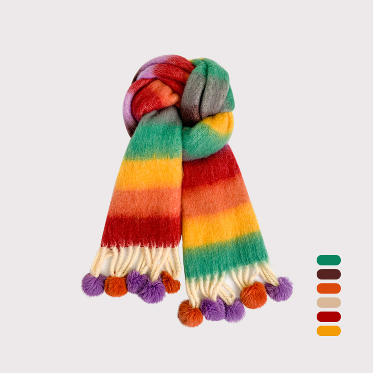 Rainbow Striped Scarf for Women Winter Scarf