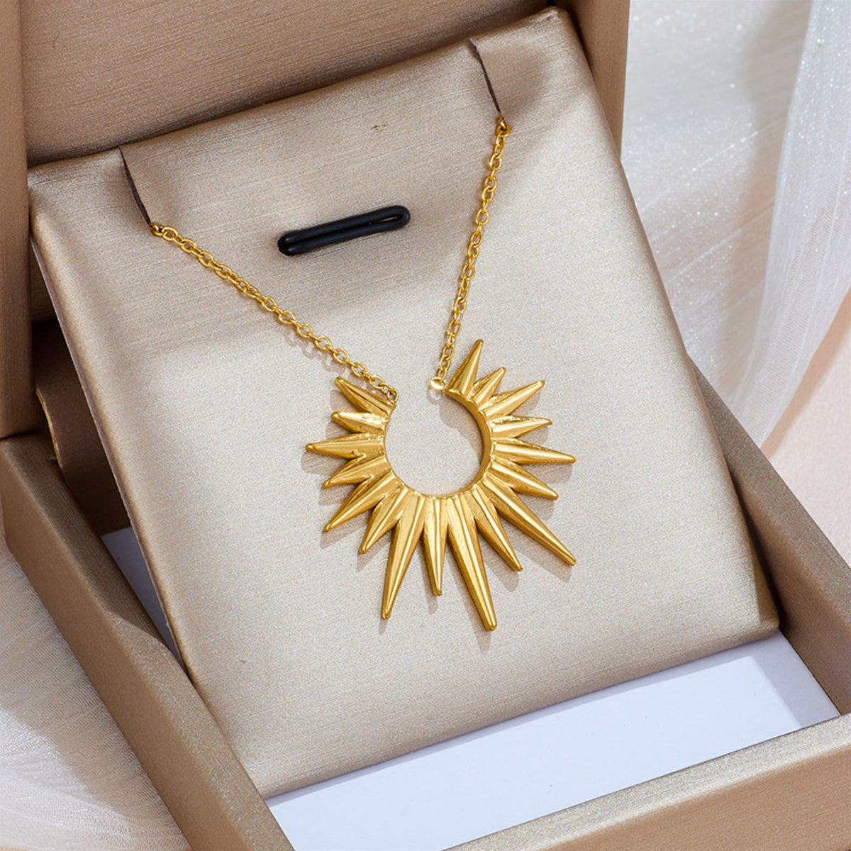 Stainless Steel Sunflower Necklace Earrings Set
