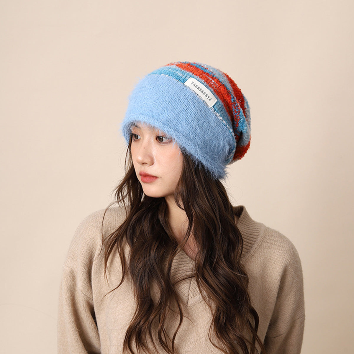 Gradient Plush Knitted Hat for Women