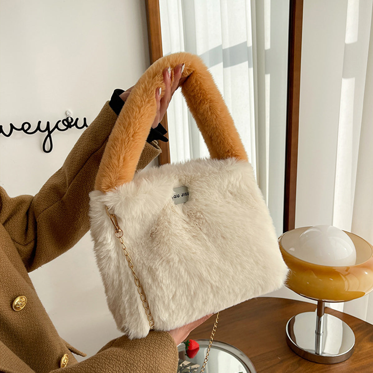 Autumn Winter Crossbody Plush Bucket Bag