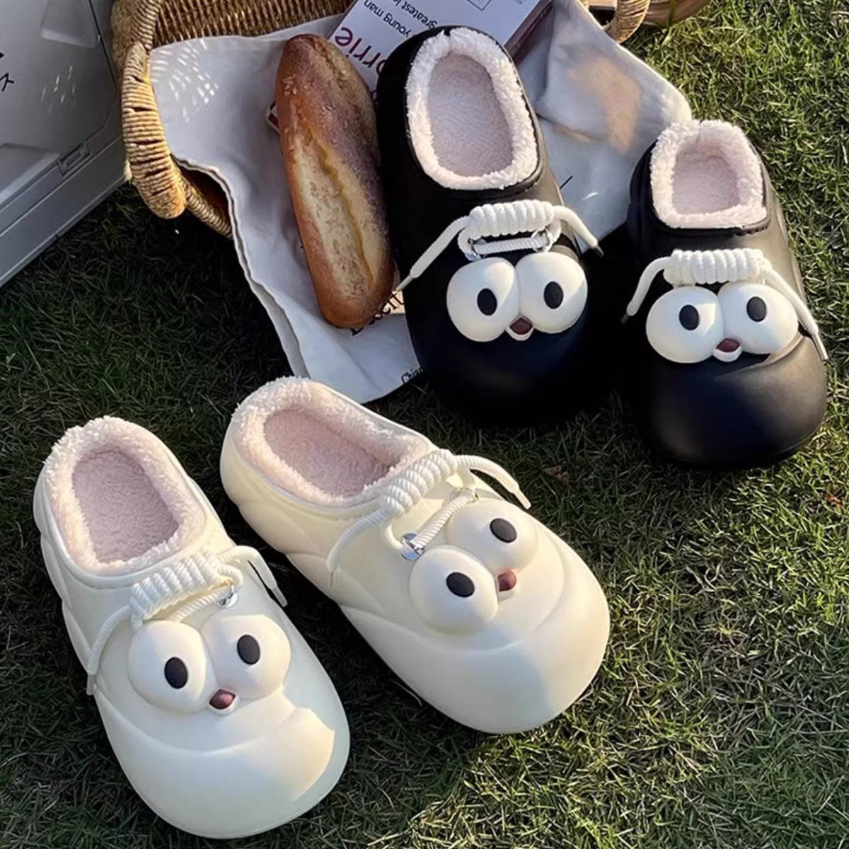 Thick-Soled Cotton Slippers Cute Big Eyes Cotton Slippers