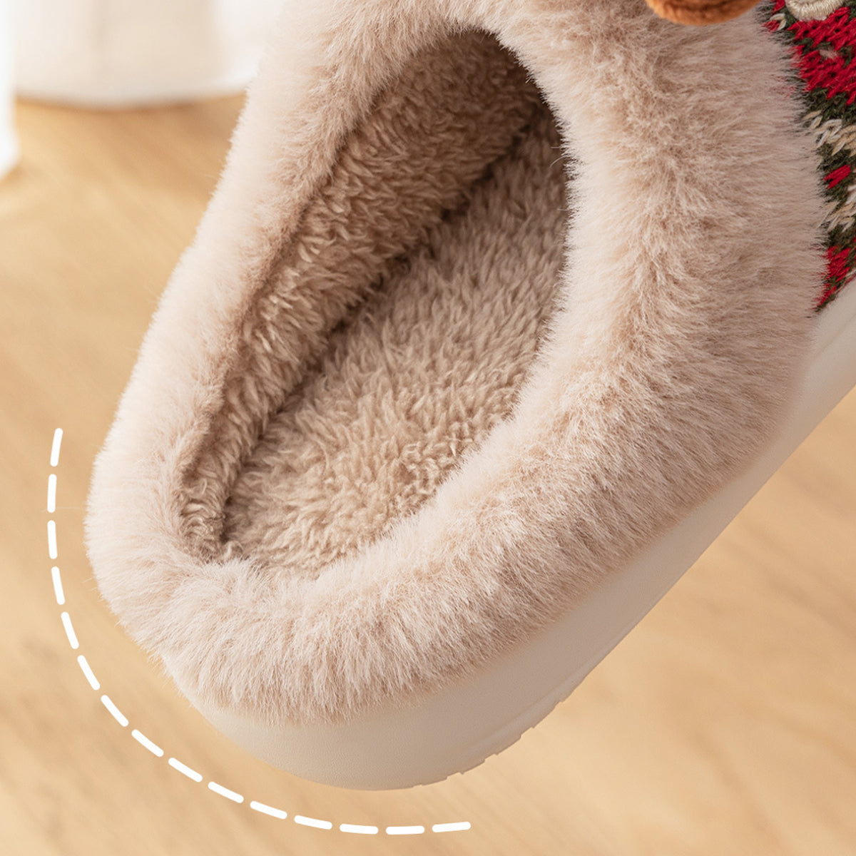 Cute Christmas Elk Cotton Slippers Warm Slippers for Women