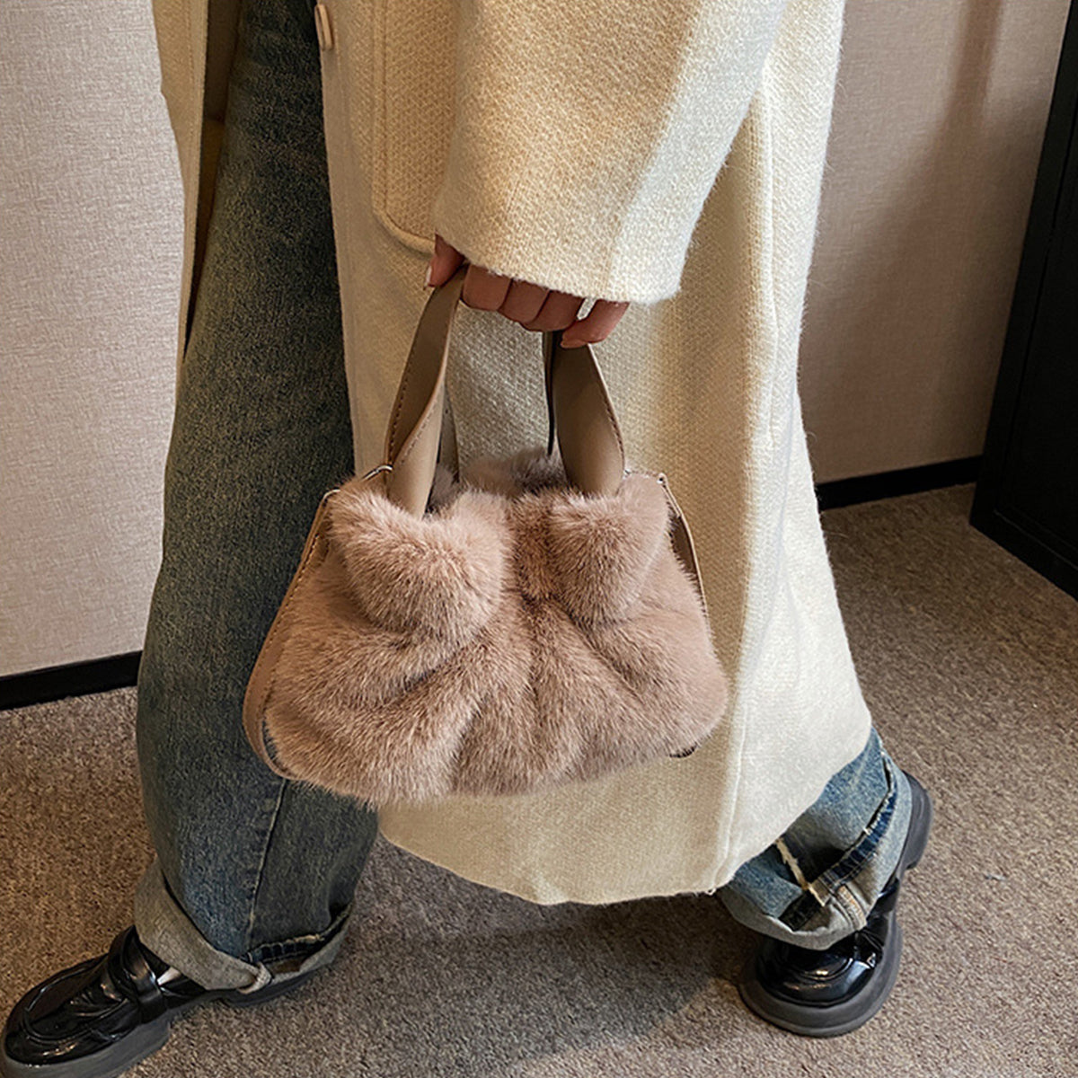 Pleated Plush Bag Handbag Crossbody Bag