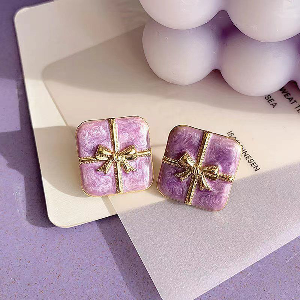 Super Fairy Taro Purple High-End Temperament Earrings