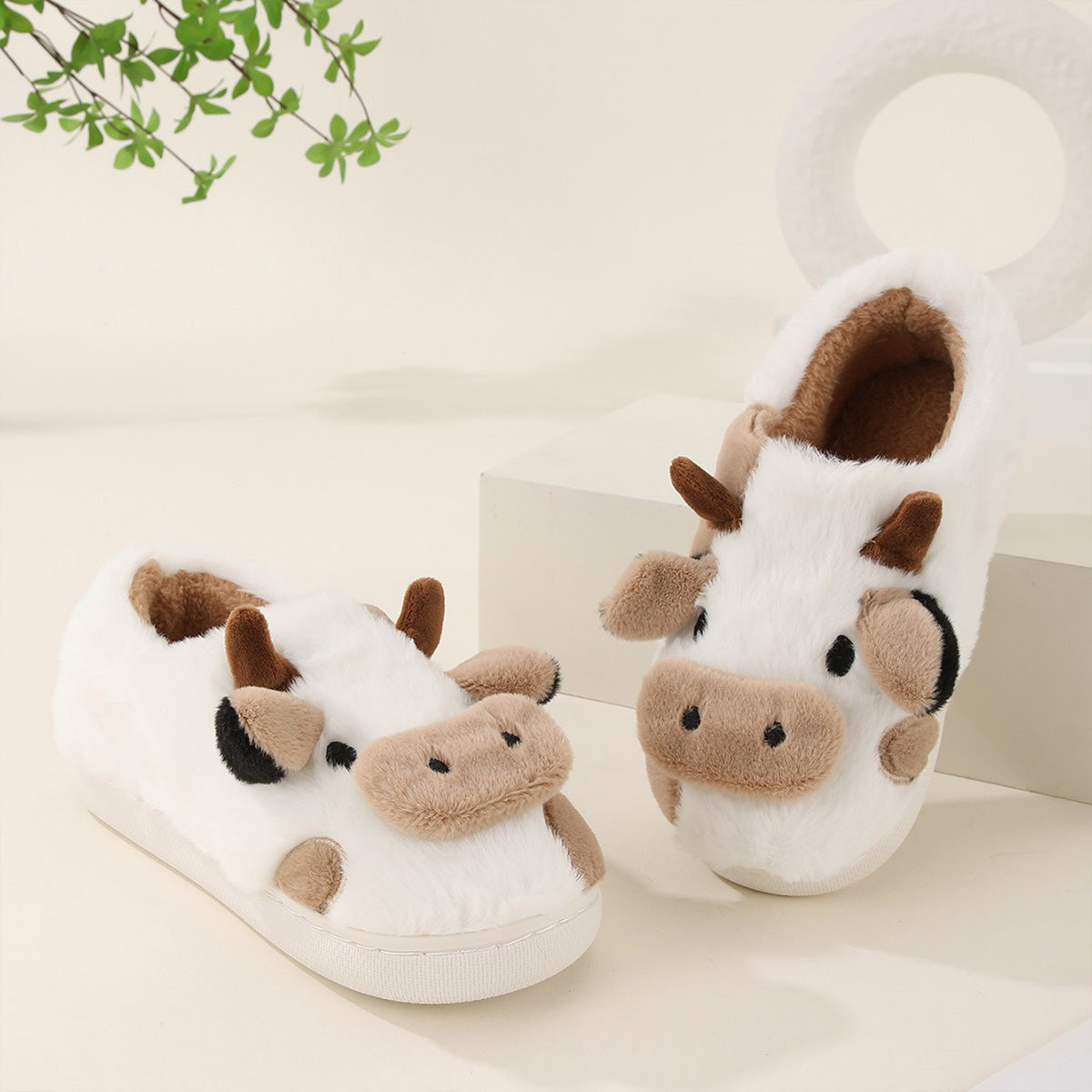 Cow-Shaped Cotton Slippers Non-Slip Slippers