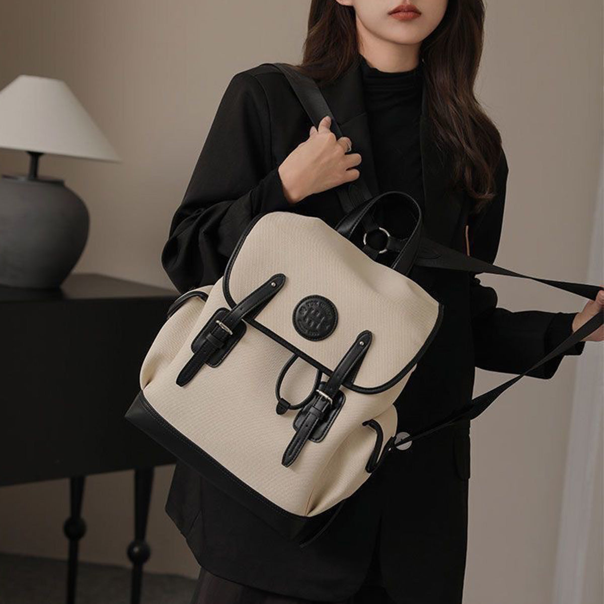 Large-Capacity Canvas Campus Backpack
