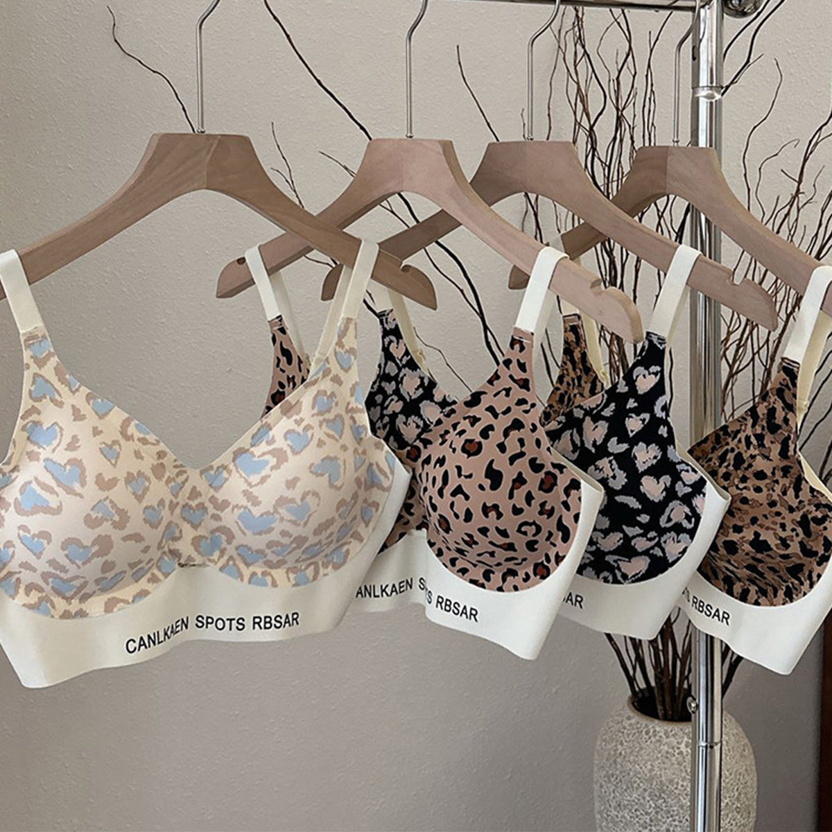 Leopard Print Sexy Push-up Vest-Style Underwear Set