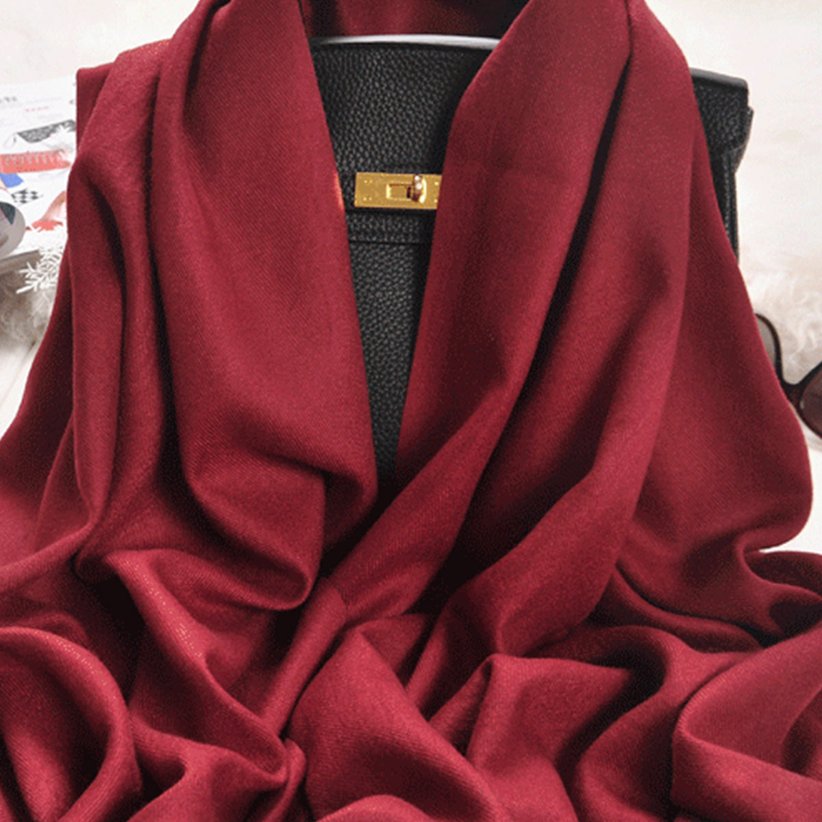 Solid Color Imitation Cashmere Scarf for Women Solid Color Scarf