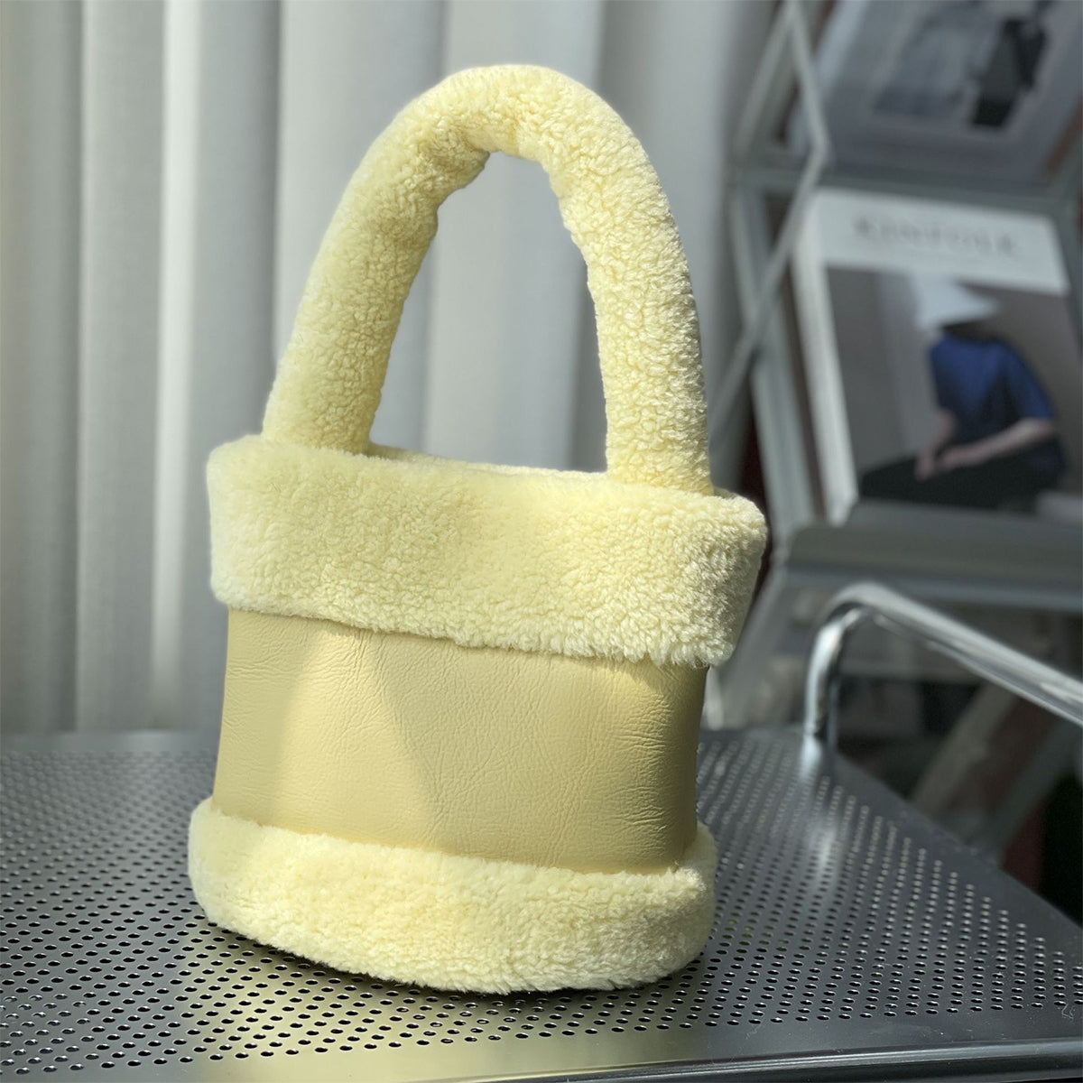 Furry Women Bag Leather Fur Fashionable Plush Bag Handbag
