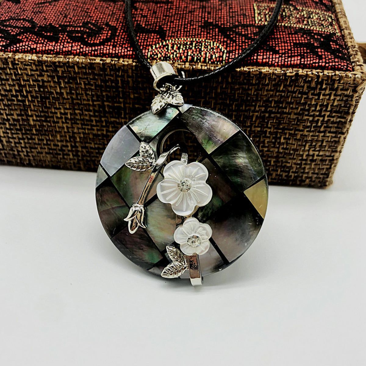 Shell Flower Necklace Tree of Life Braided Pendant