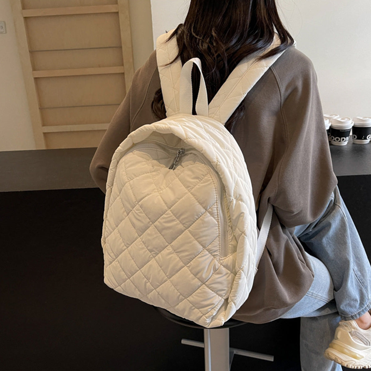 Fashionable Fashionable Cotton-Padded Lightweight Backpack