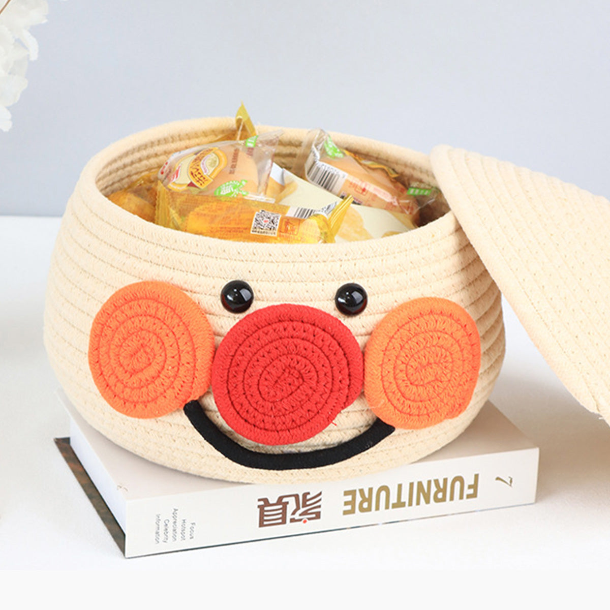 Cotton String Cartoon Lucky Egg Desktop Storage Basket