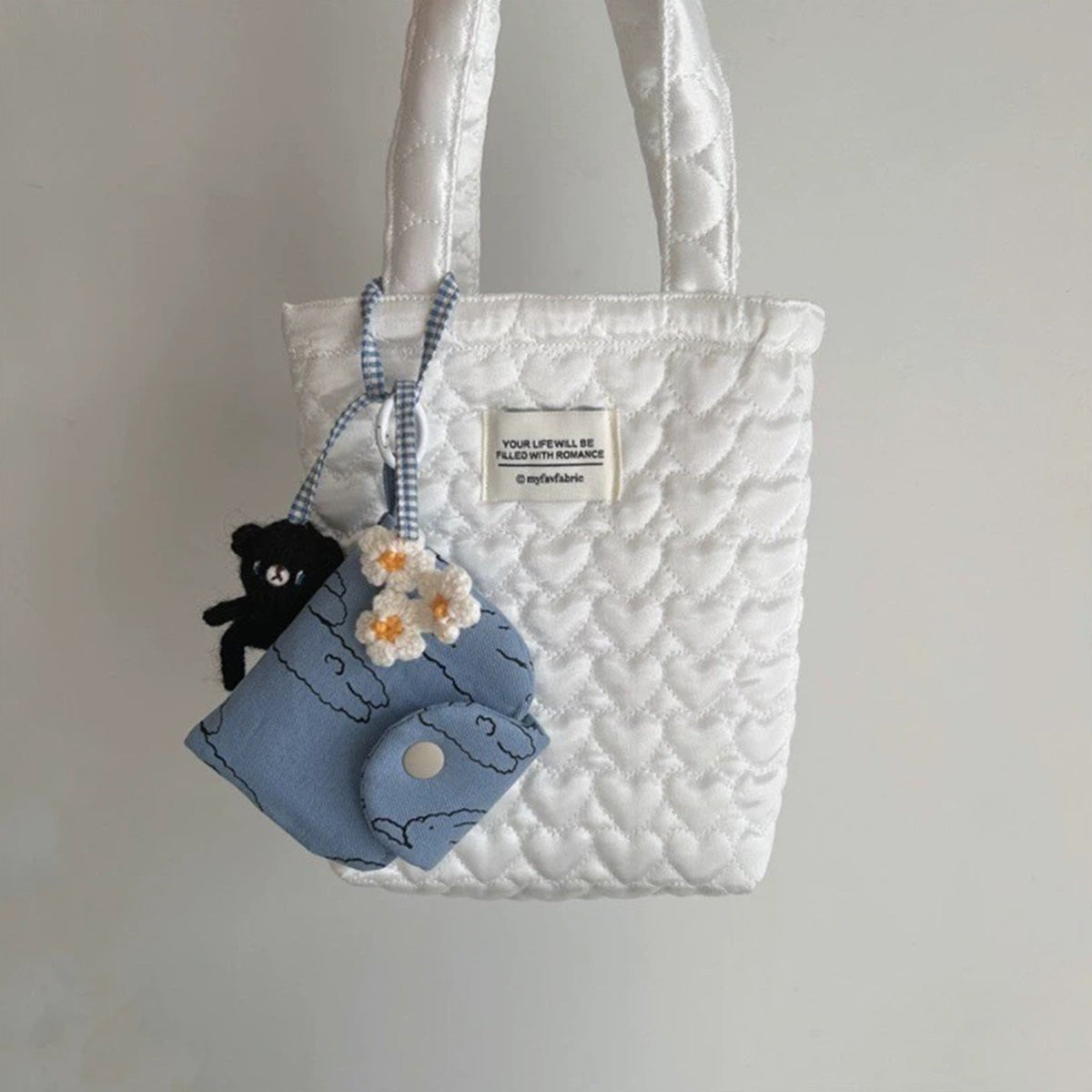 Cute Little Bunny Multi-Layer Floral Canvas Coin Purse