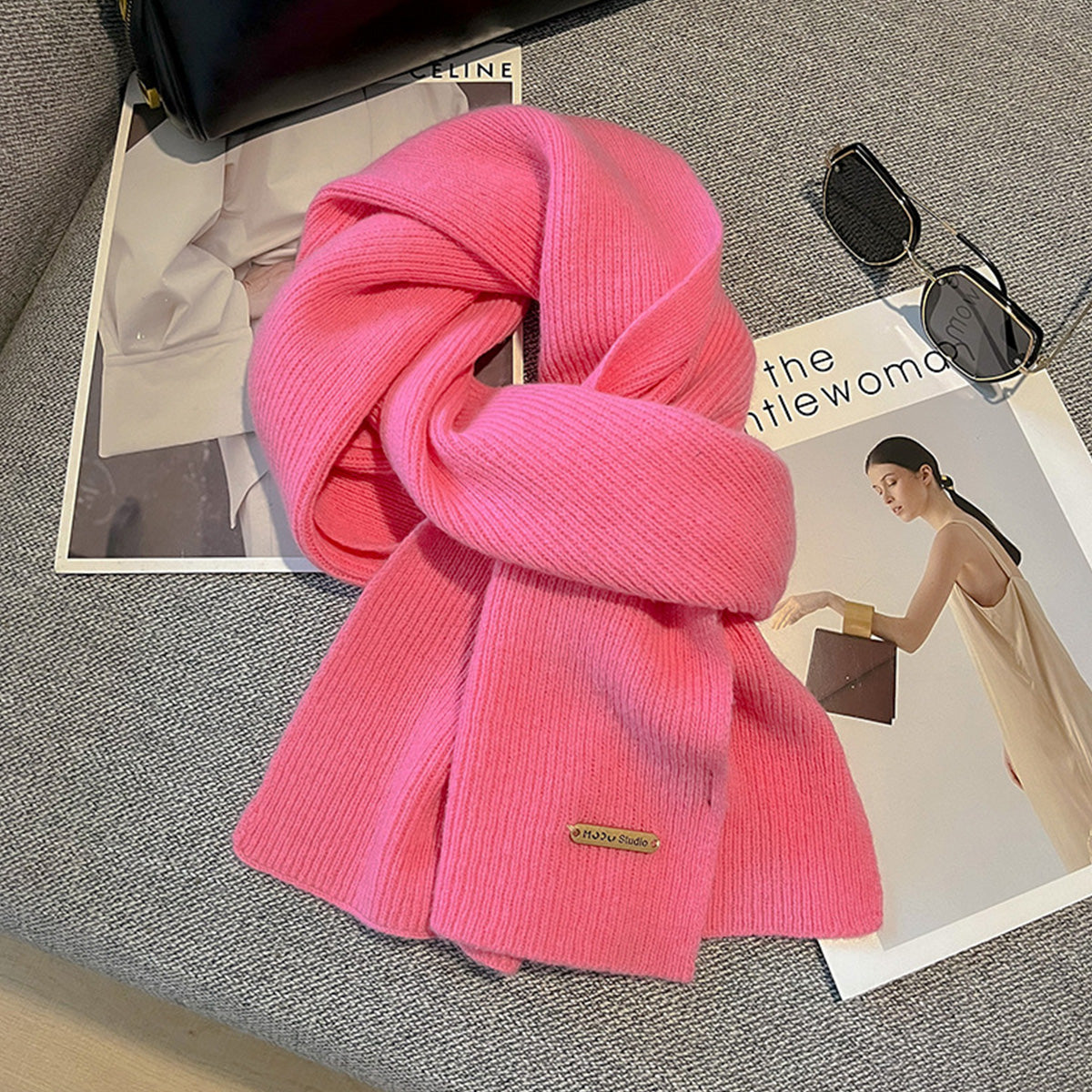 New Knitted Solid Color Small Scarf Thickened Scarf